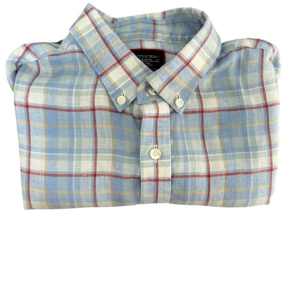 Men’s UNTUCKit 100% Linen Wrinkle Resistant Short Sleeve Button Up, Size Medium - Picture 1 of 6